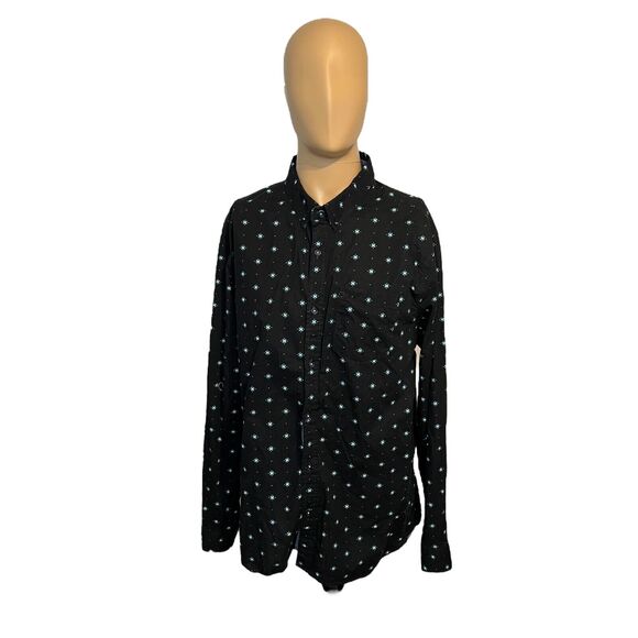 Eighty Eight Men’s Button Down Long Sleeve Shirt Black Blue All Over Print 2XL - Picture 2 of 7